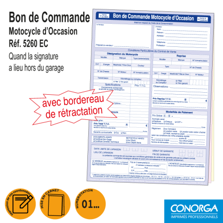 Bon de Commande V.O. Rétractation - Motocycle