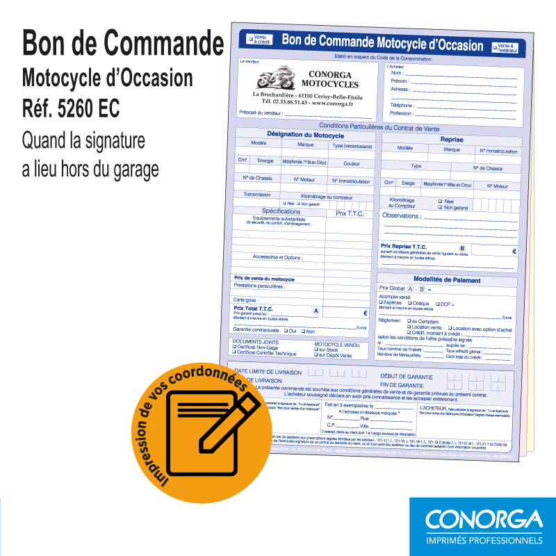 Bon de Commande V.O. Rétractation - Motocycle