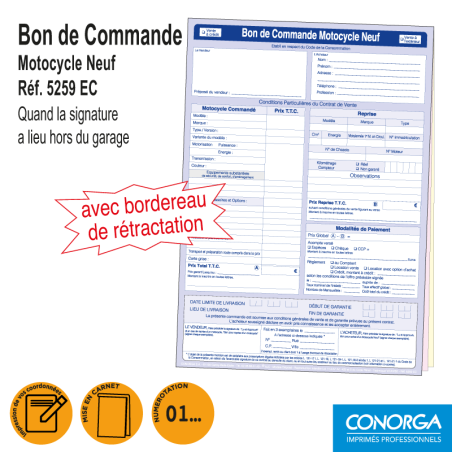 Bon de Commande V.N. Rétractation - Motocycle