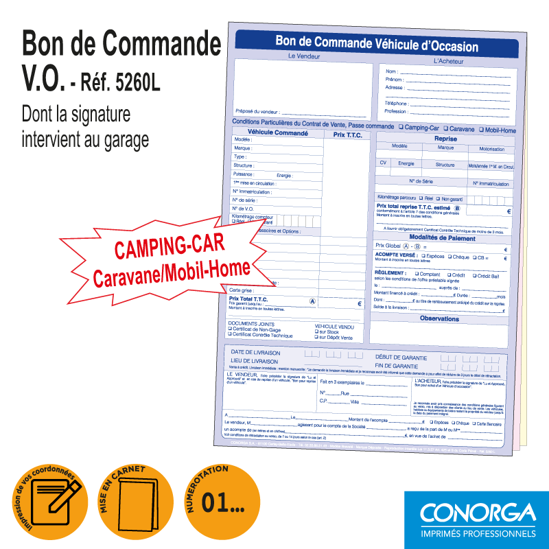 Bon de Commande V.O. - Camping-Car / Caravane / Mobil-Home