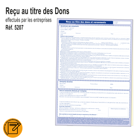 Reçu au Titre des Dons Effectués par les Entrerpises