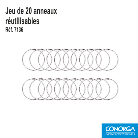 Jeu de 20 Anneaux Ouvrant Réutilisables Ø 19 mm