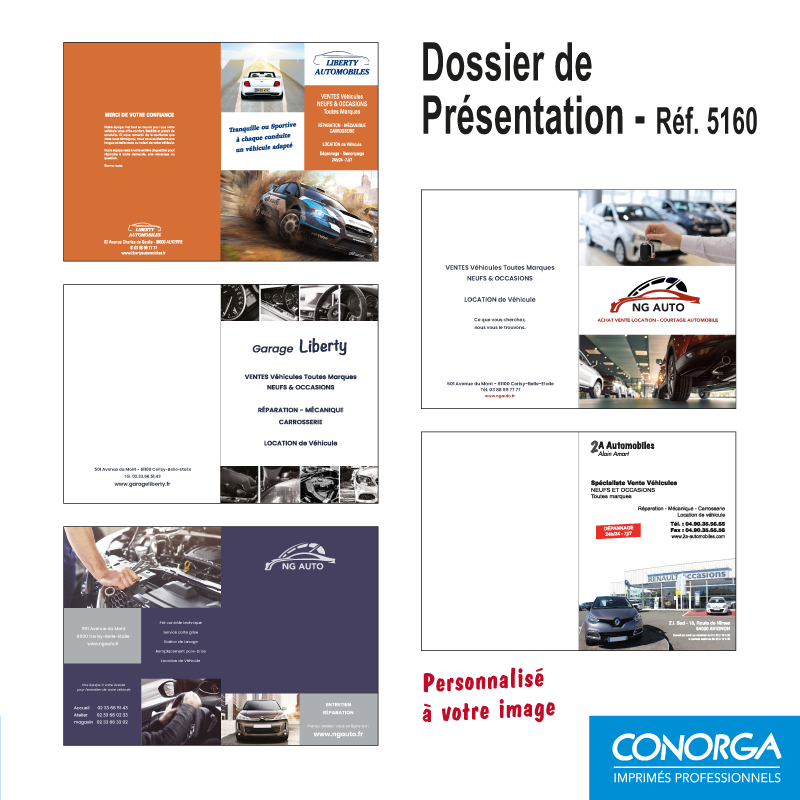 Exemples de dossiers de présentation client personnalisés garage automobile