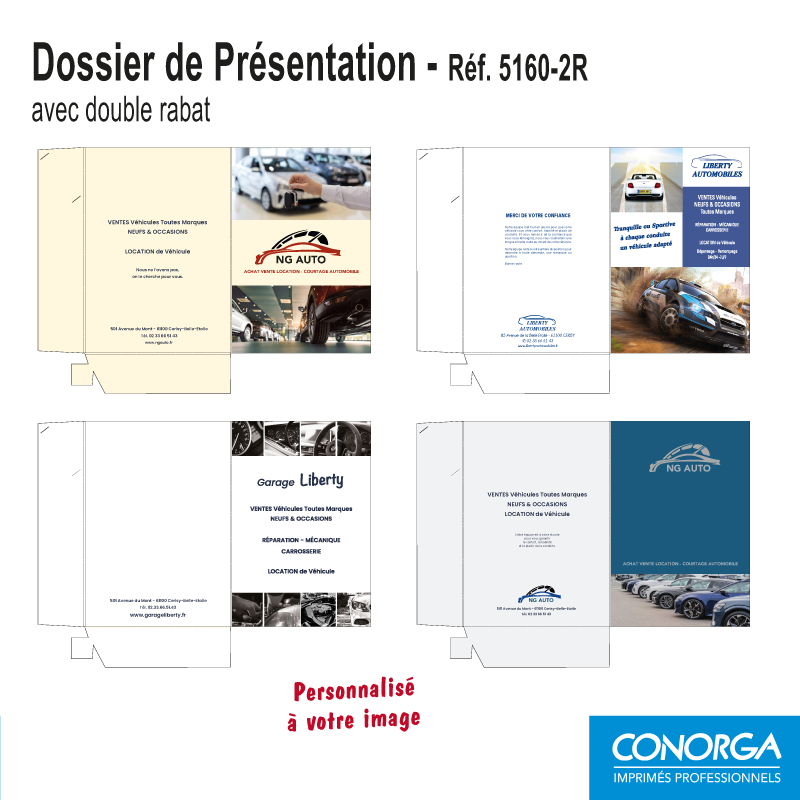 Exemples de Chemises de Présentation Client à 2 Rabats Personnalisées format A4