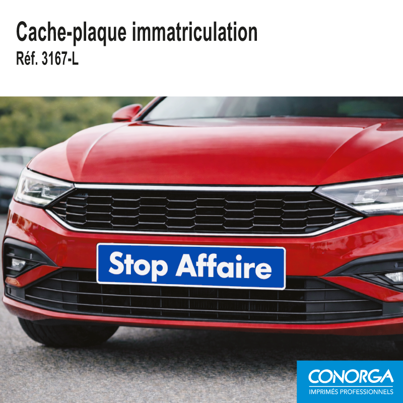 Cache Plaque d'immatriculation - STOP AFFAIRE - Bleu