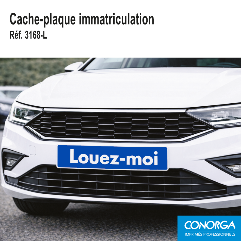Cache Plaque d'immatriculation - LOUEZ-MOI - Bleu