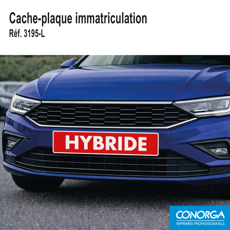Cache Plaque d'immatriculation - HYBRIDE - Rouge