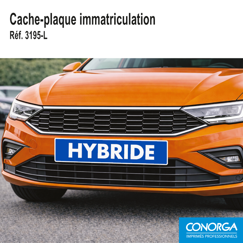 Cache Plaque d'immatriculation - HYBRIDE - Bleu