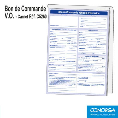 Carnet Bon de Commande VO Standard