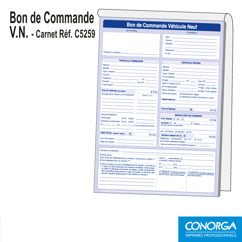 Carnet Bon de Commande VN Standard