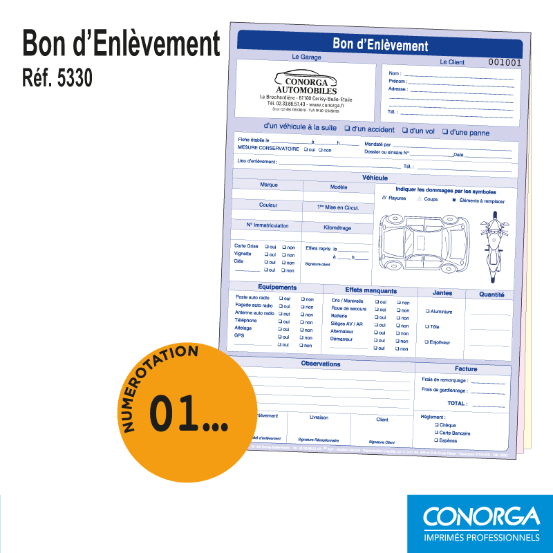 Bon d'Enlèvement Personnalisé numéroté