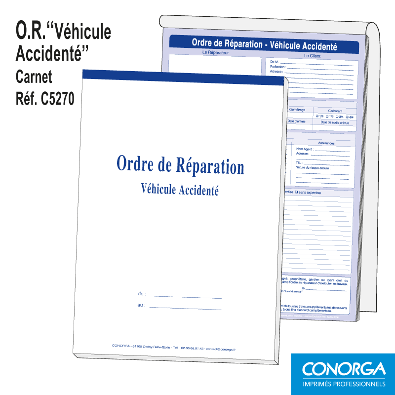 Carnet Ordre de Réparation Véhicule Accidenté Standard
