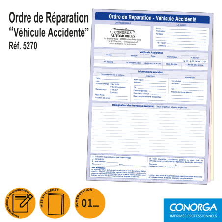 Ordre de Réparation Véhicule Accidenté Personnalisé