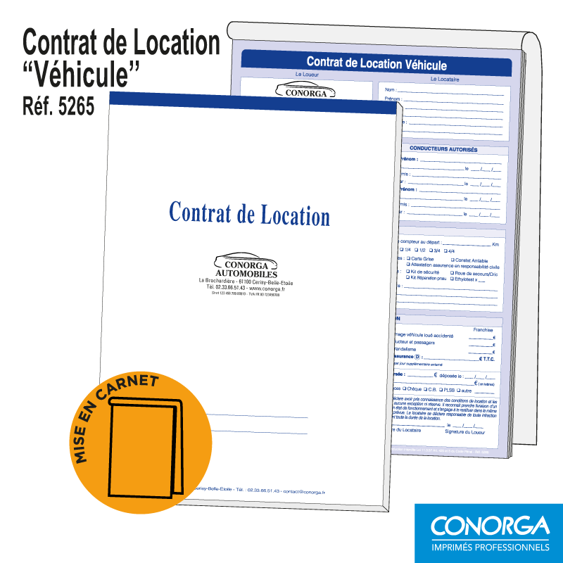Carnet Contrat de Location Véhicule Personnalisé