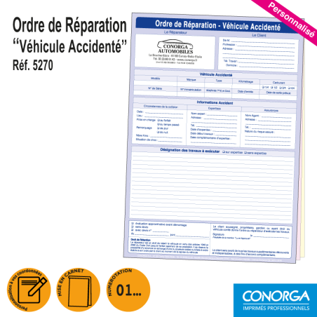 Ordre de Réparation Véhicule Accidenté Personnalisé