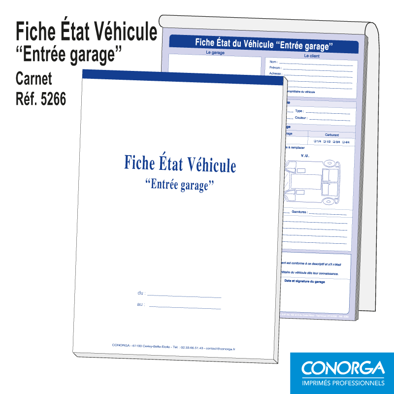 Carnet Fiche Etat Véhicule Entrée Garage Standard