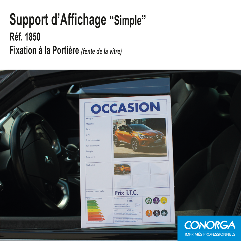 Support d'Affichage Pare-Soleil / Portière : Zoom sur la fixation Portière (fente de vitre)