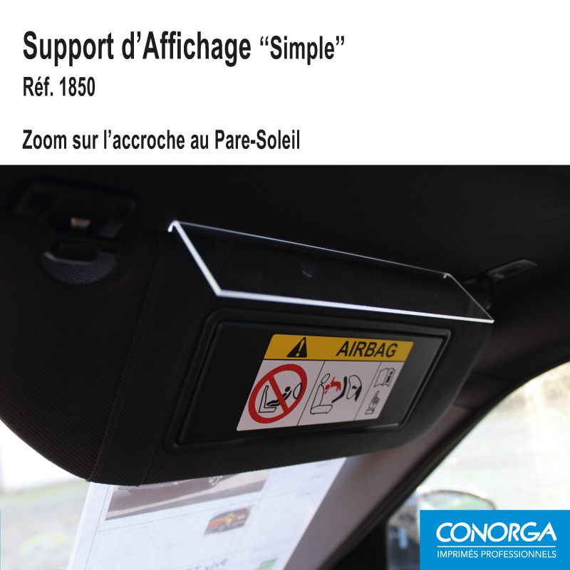 Support d'Affichage Pare-Soleil / Portière : Zoom sur la fixation Pare-Soleil