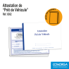 Attestation de Prêt de Véhicule Personnalisée - Mise en carnet de 50 liasses