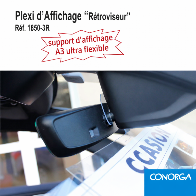 Support d'Affichage Rétroviseur Format A3 ultra flexible