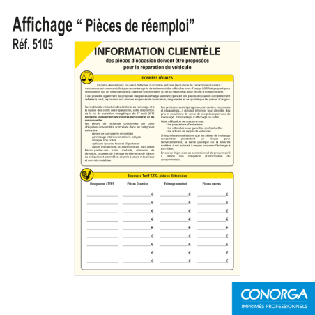 Affichage Obligatoire - Pièces de Réemploi