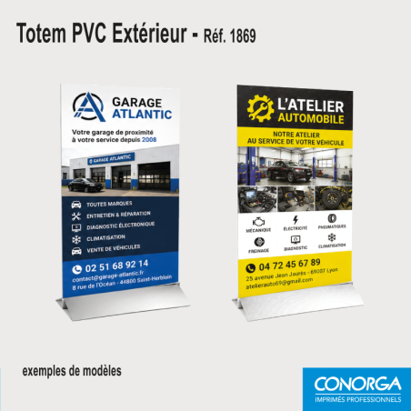 Exemple Totem aluminium extérieur personnalisé pour garage et concession automobile