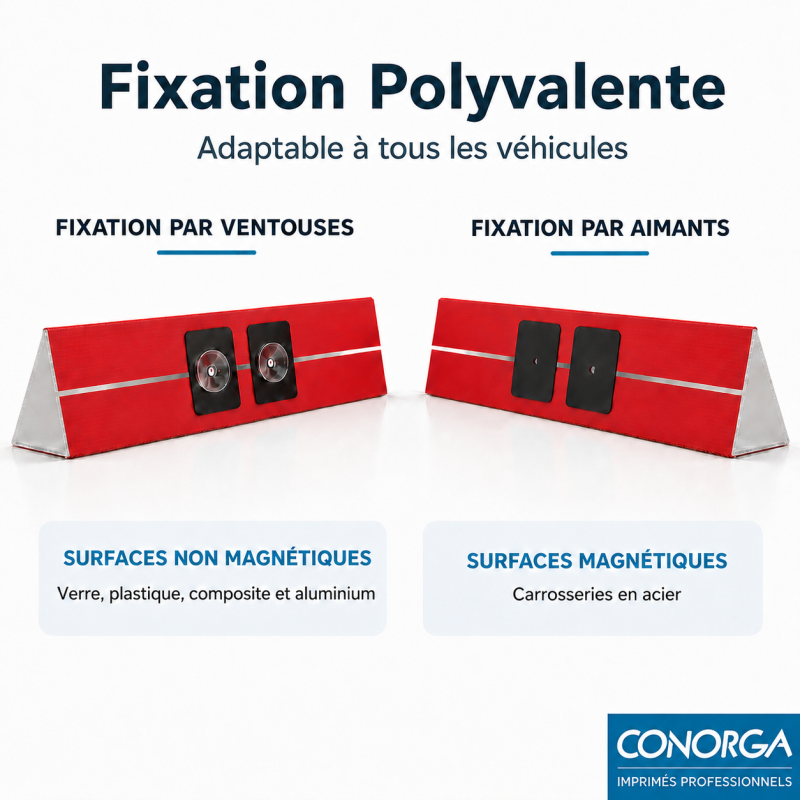 Panneau de Toit pour garage automobile - Fixation polyvalente : Ventouses et Aimant
