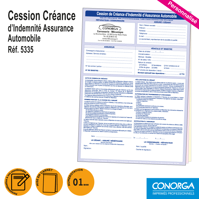 Cession de Créance d'Assurance Automobile Personnalisé