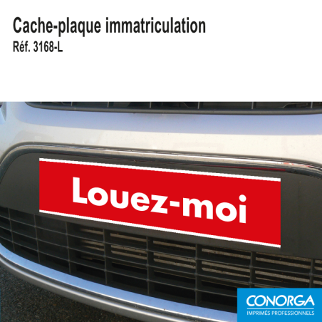 Cache-Plaque - Blanc sur Fond Rouge