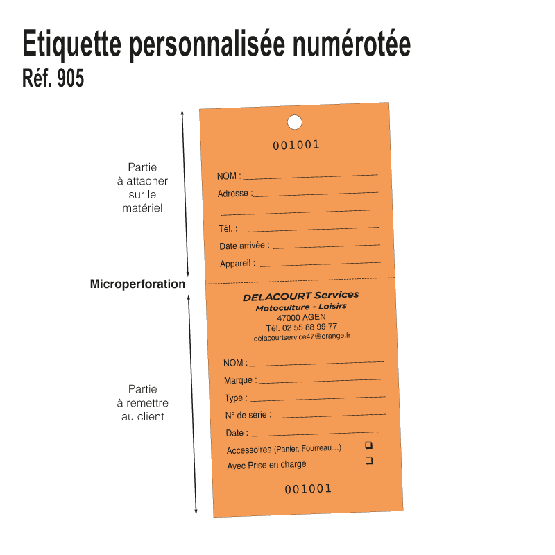 Etiquette Personnalisée Identifiant Matériel / Bon de Reprise