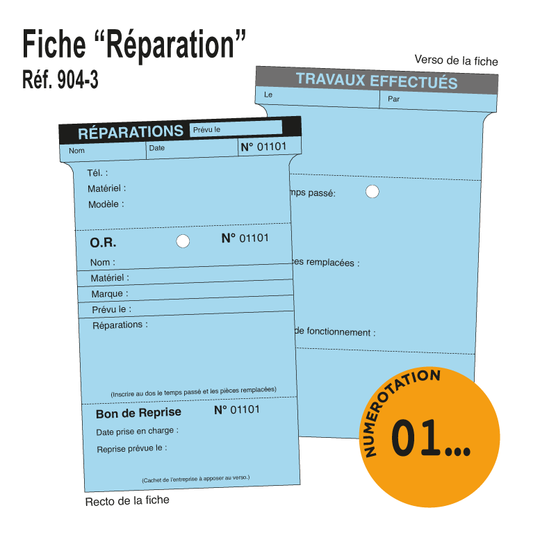Fiche T indice 3 - Réparations / Prise en Charge / Bon de Reprise