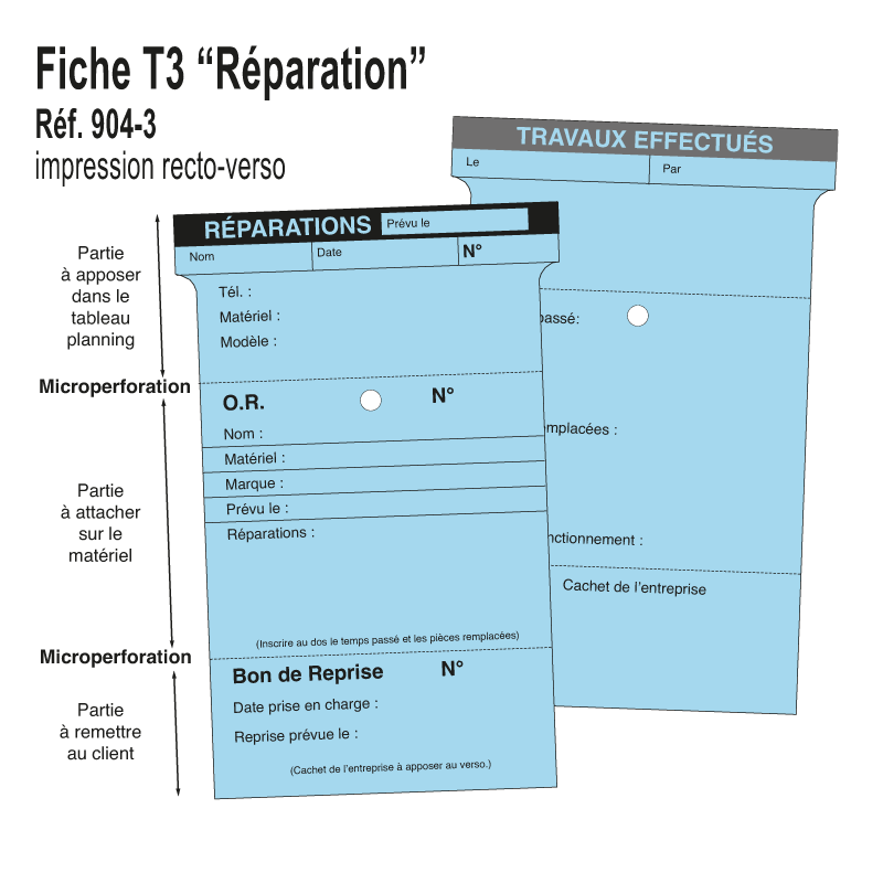 Fiche T indice 3 - Réparations / Prise en Charge / Bon de Reprise