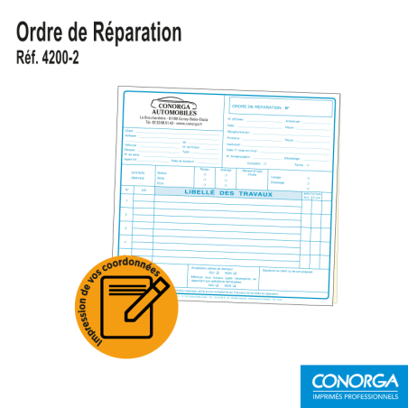 Ordre de Réparation - Duplicata Petit Format