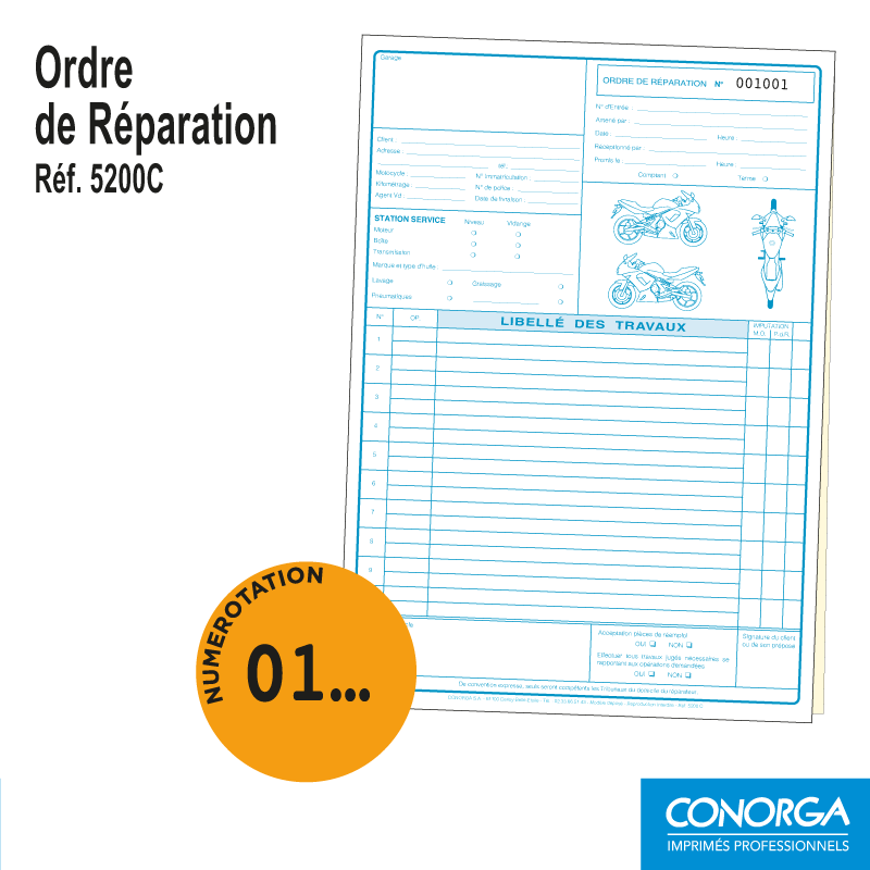 Ordre de Réparation - Duplicata Motocycle