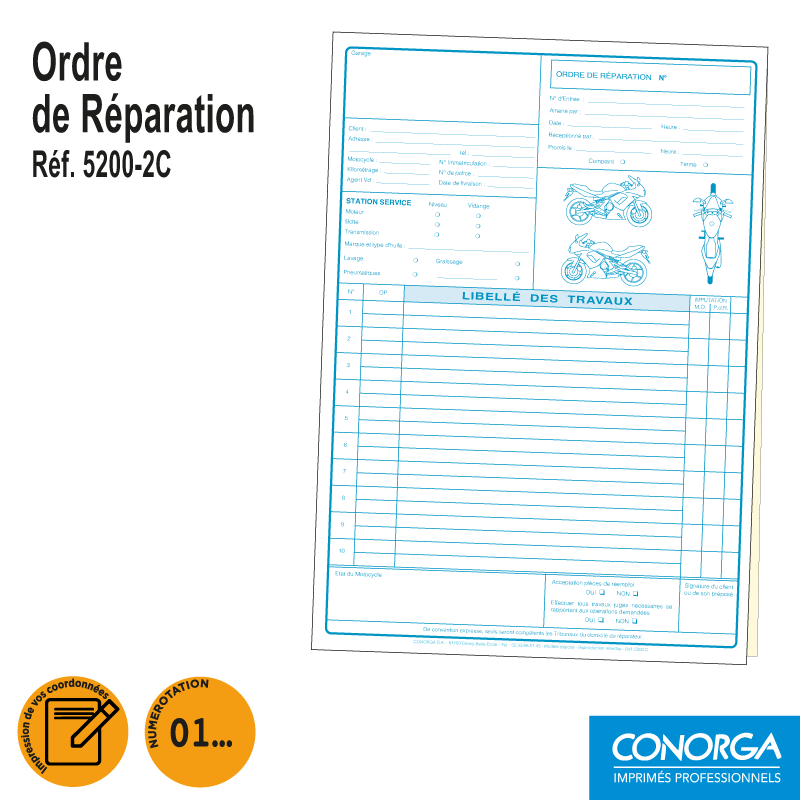 Ordre de Réparation - Duplicata Motocycle