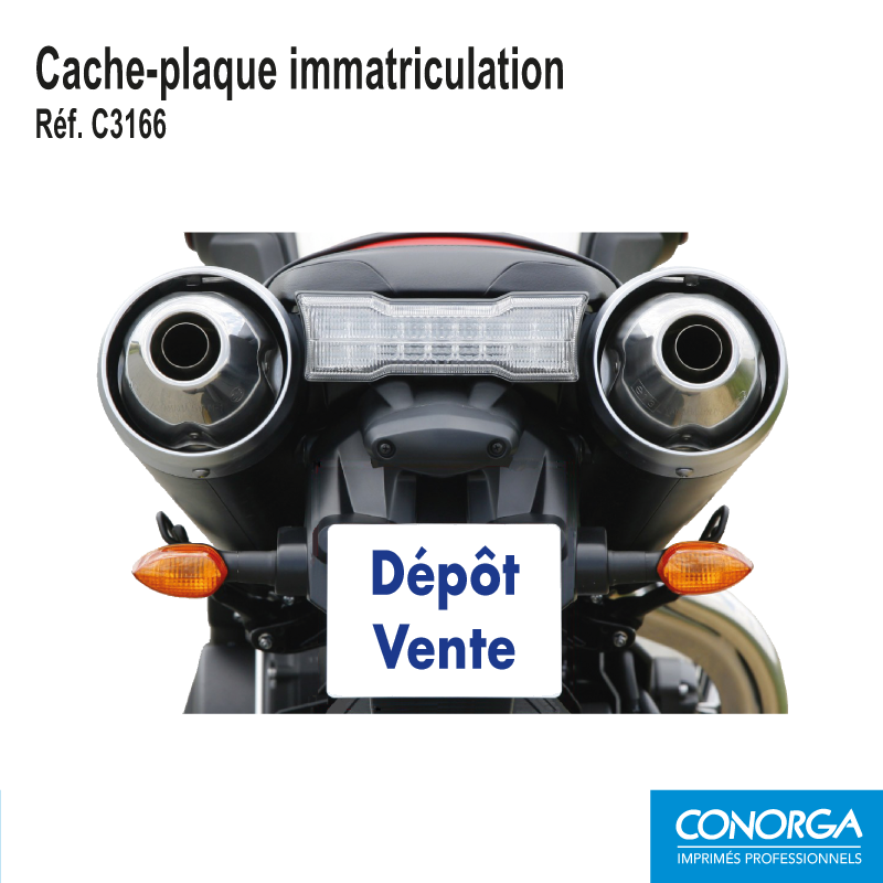 Cache-Plaque Moto - Bleu sur Fond Blanc