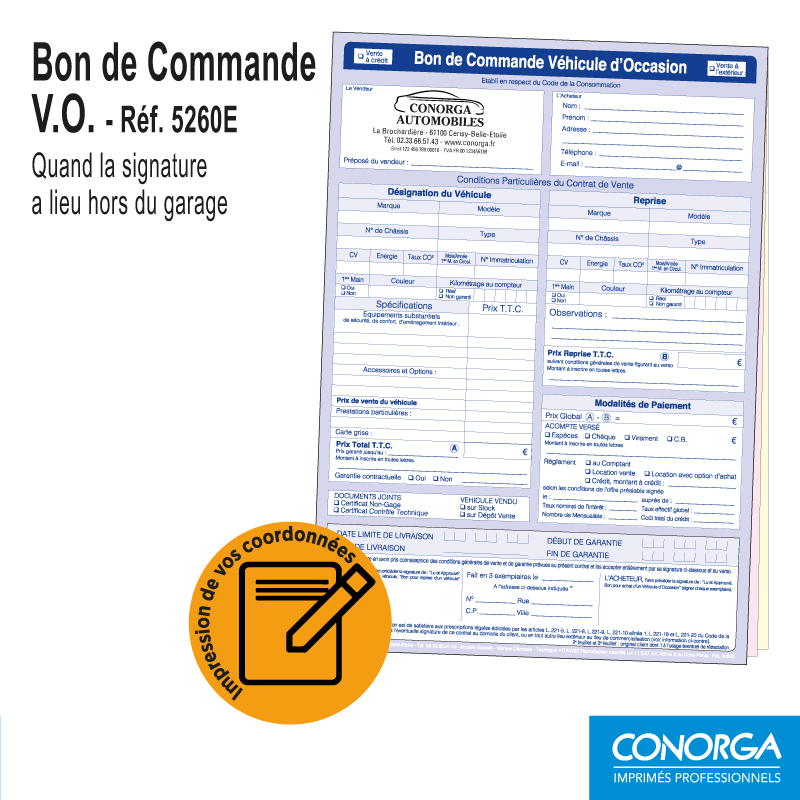 Bon de Commande V.O. Rétractation