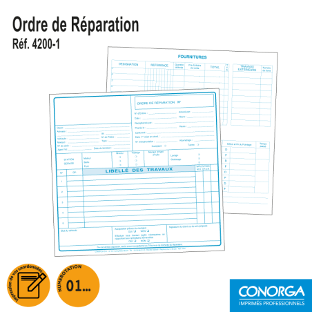 Ordre de Réparation - Carton Petit Format