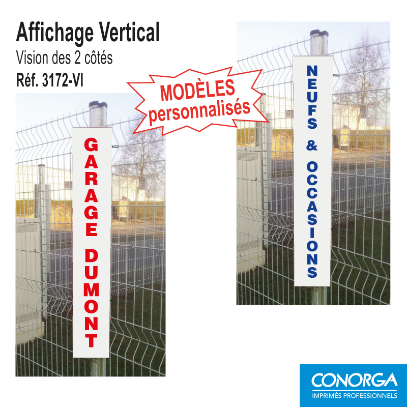 Affichage Vertical Totem - Bleu sur Fond Blanc