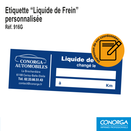 Etiquettes Liquide de Frein Personnalisées