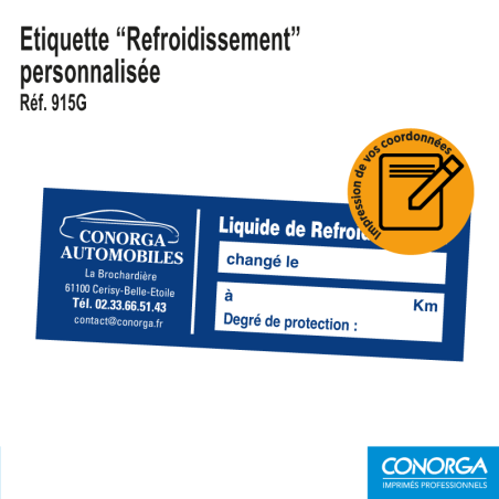 Etiquettes Liquide de Refroidissement Personnalisées