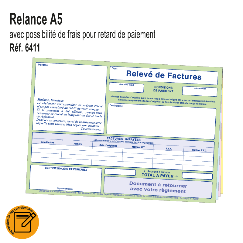 Relance Triplicata avec Frais pour Retard de Paiement