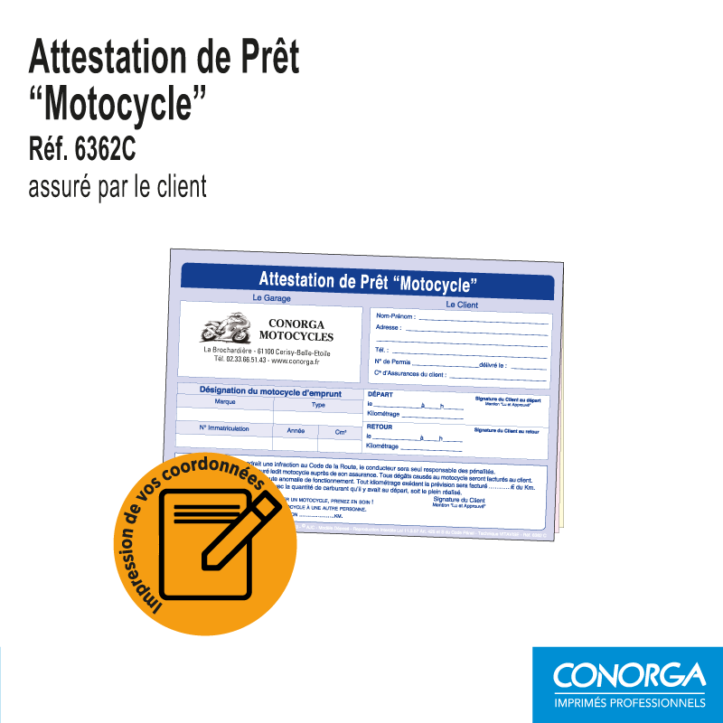 Attestation de Prêt de Motocycle