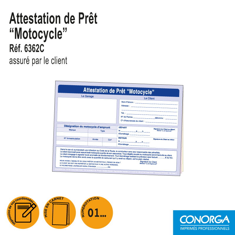 Attestation de Prêt de Motocycle