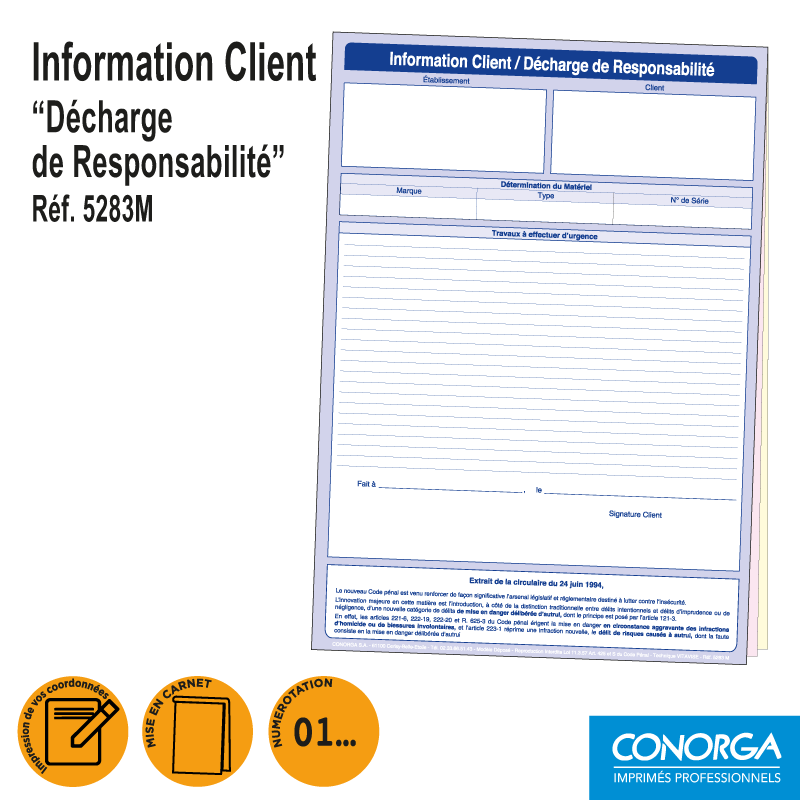 Information Client Décharge de Responsabilité