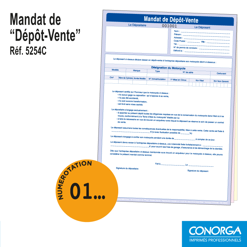 Mandat de Dépot Vente - Motocycle