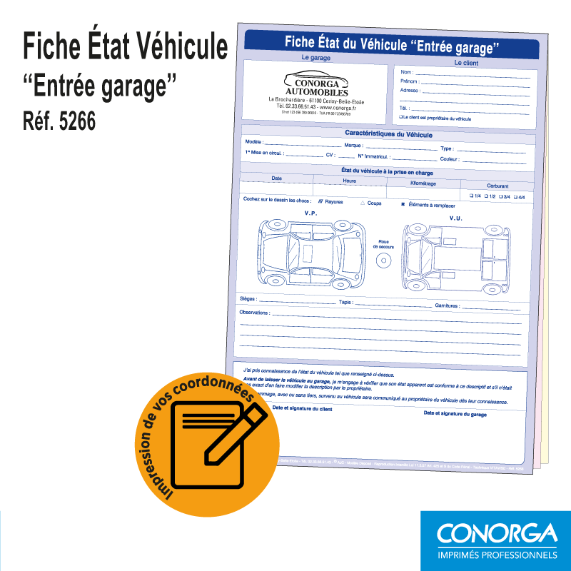 Fiche Etat Véhicule - Entrée Garage