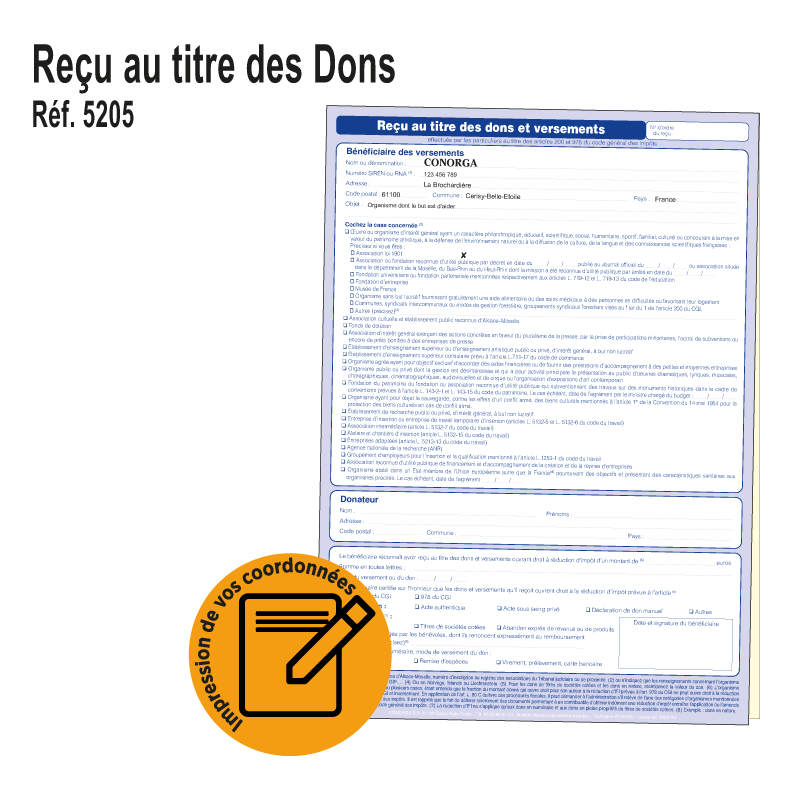 Reçu au Titre des Dons