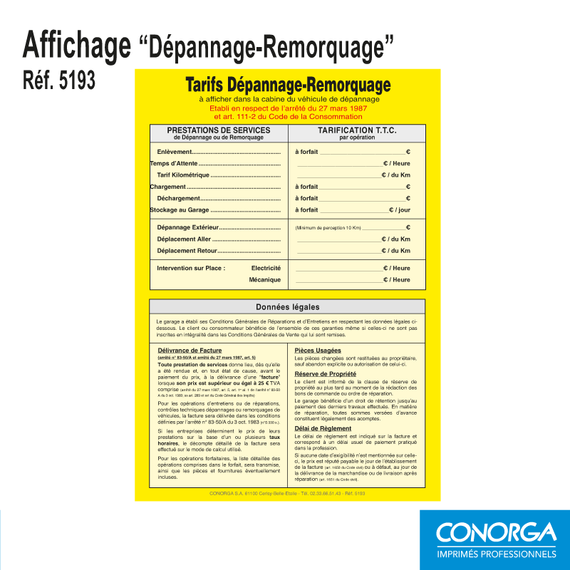 Affichage - Dépannage / Remorquage